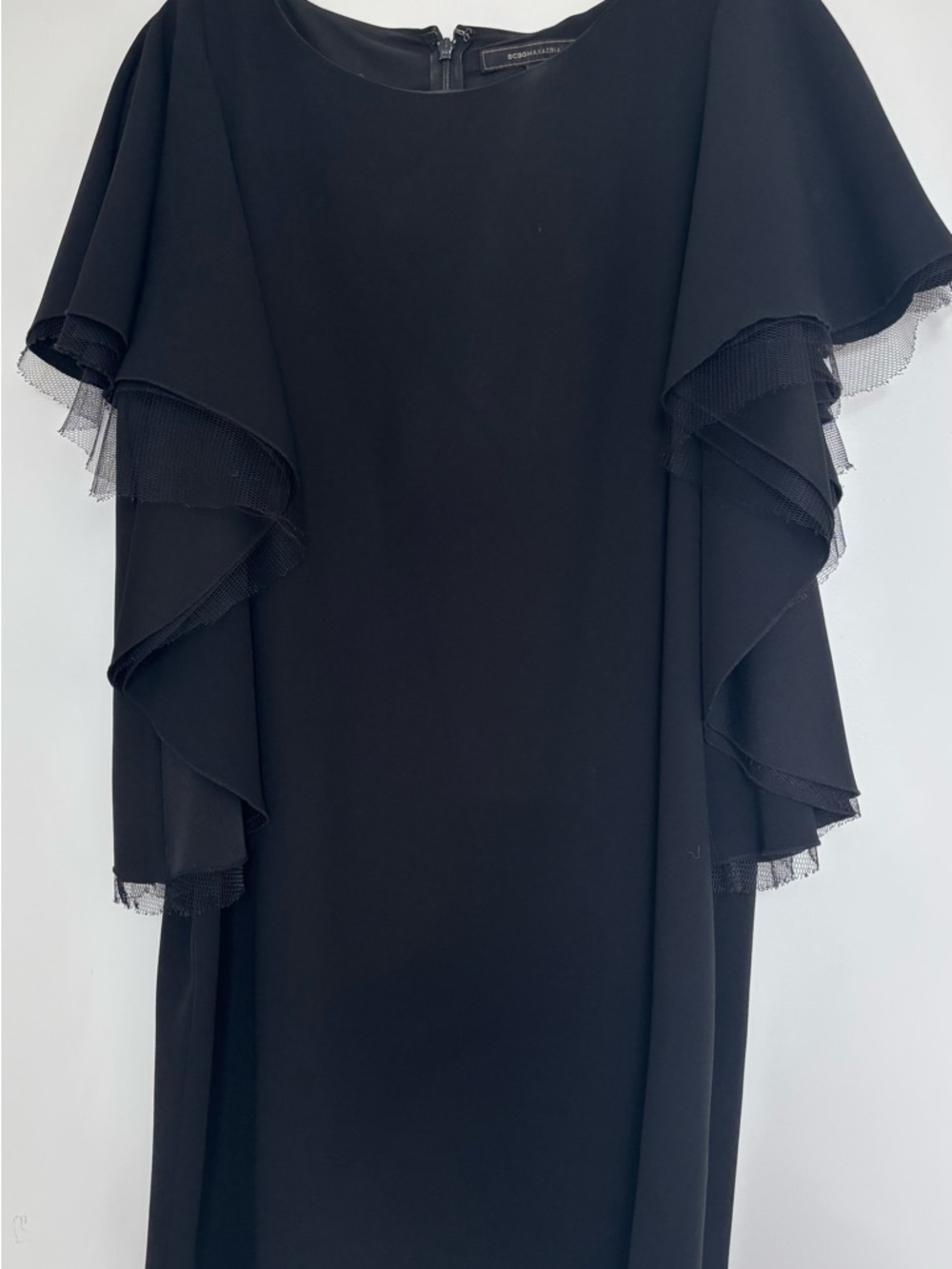 BCBGMaxAzria Black Ruffle Sleeve Midi Dress